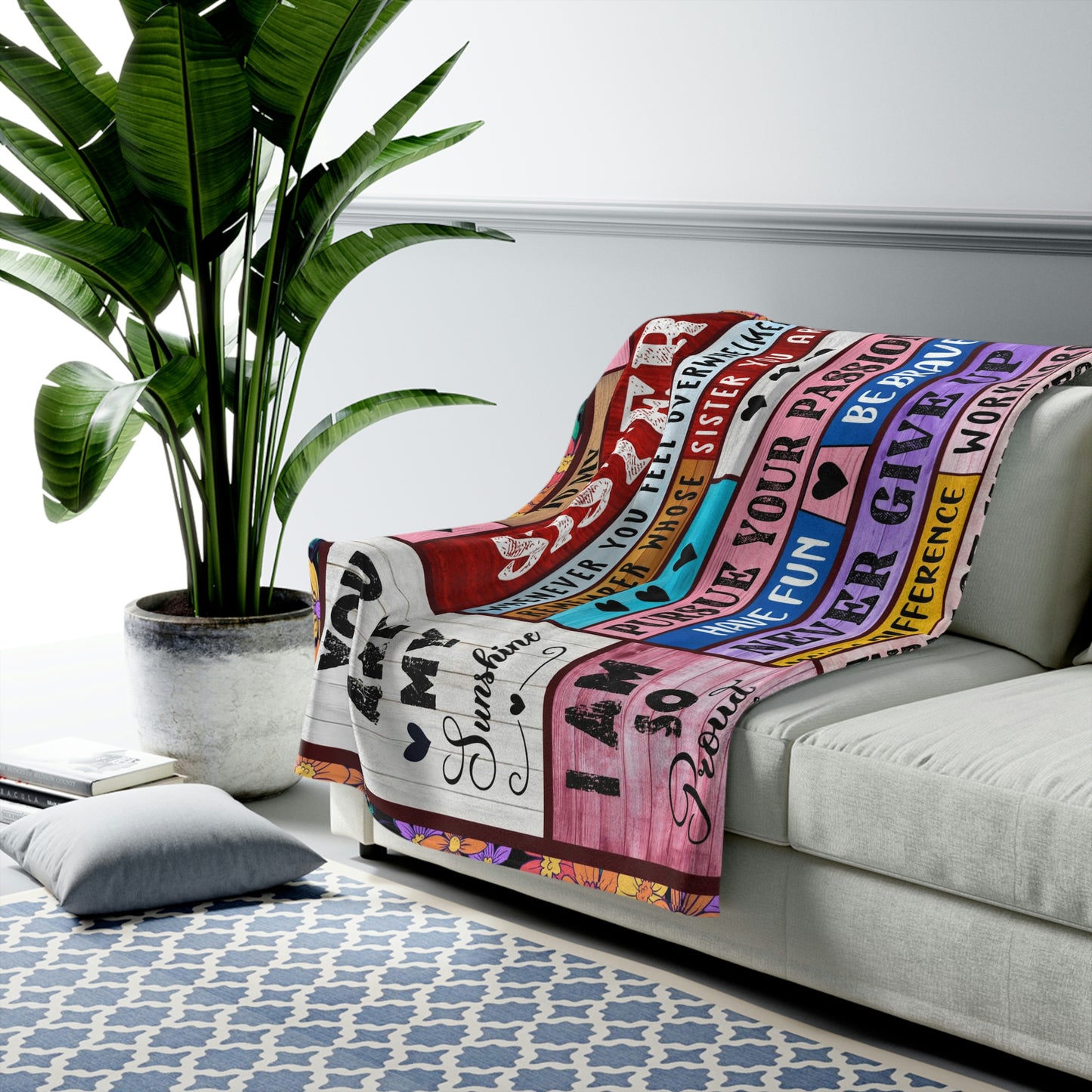 Velveteen Plush Blanket: To MY SISTER, I LOVE YOU TO THE MOON & BACK.