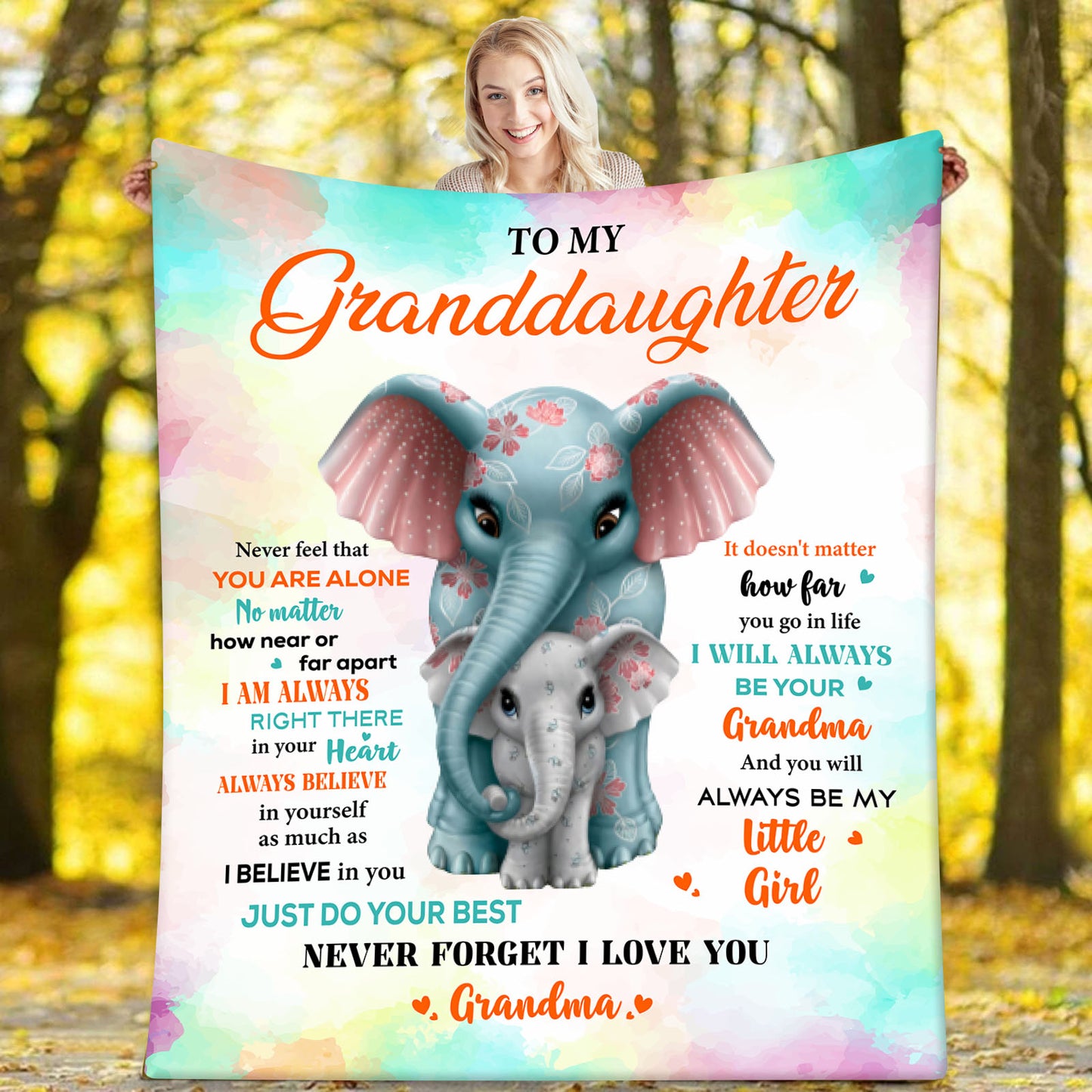 Velveteen Plush Blanket: Dear Granddaughter Never feel alone, I am always with you.
