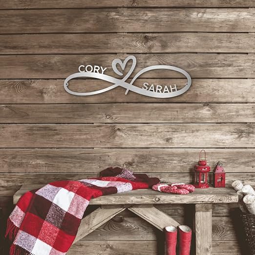 Infinity Couples Monogram - Personalized Name Steel Sign , Metal Art