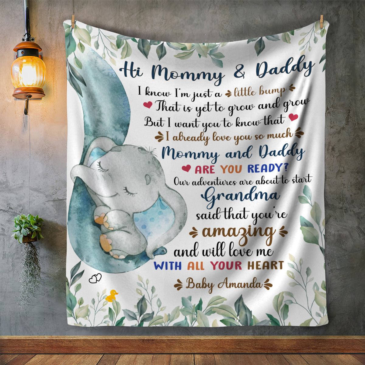 Hi Mommy and Daddy | Velveteen Plush Blanket | Personalize