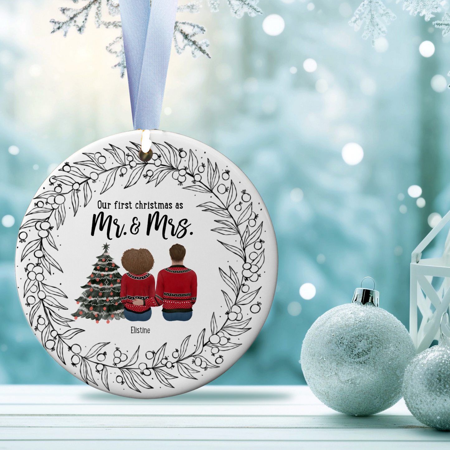 Our First Christmas As Mr & Mrs | Metal Ornament  | Personalize