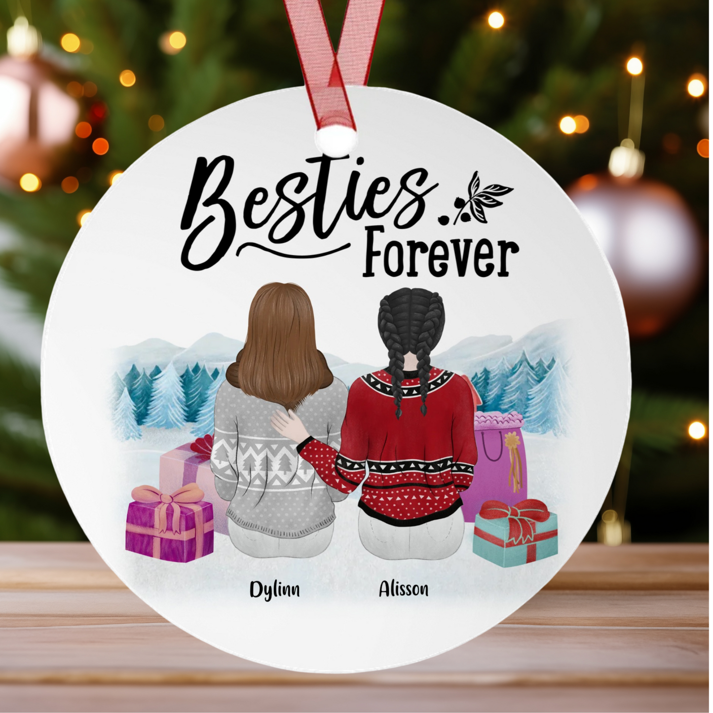 Besties Forever | Metal Ornaments | Personalize