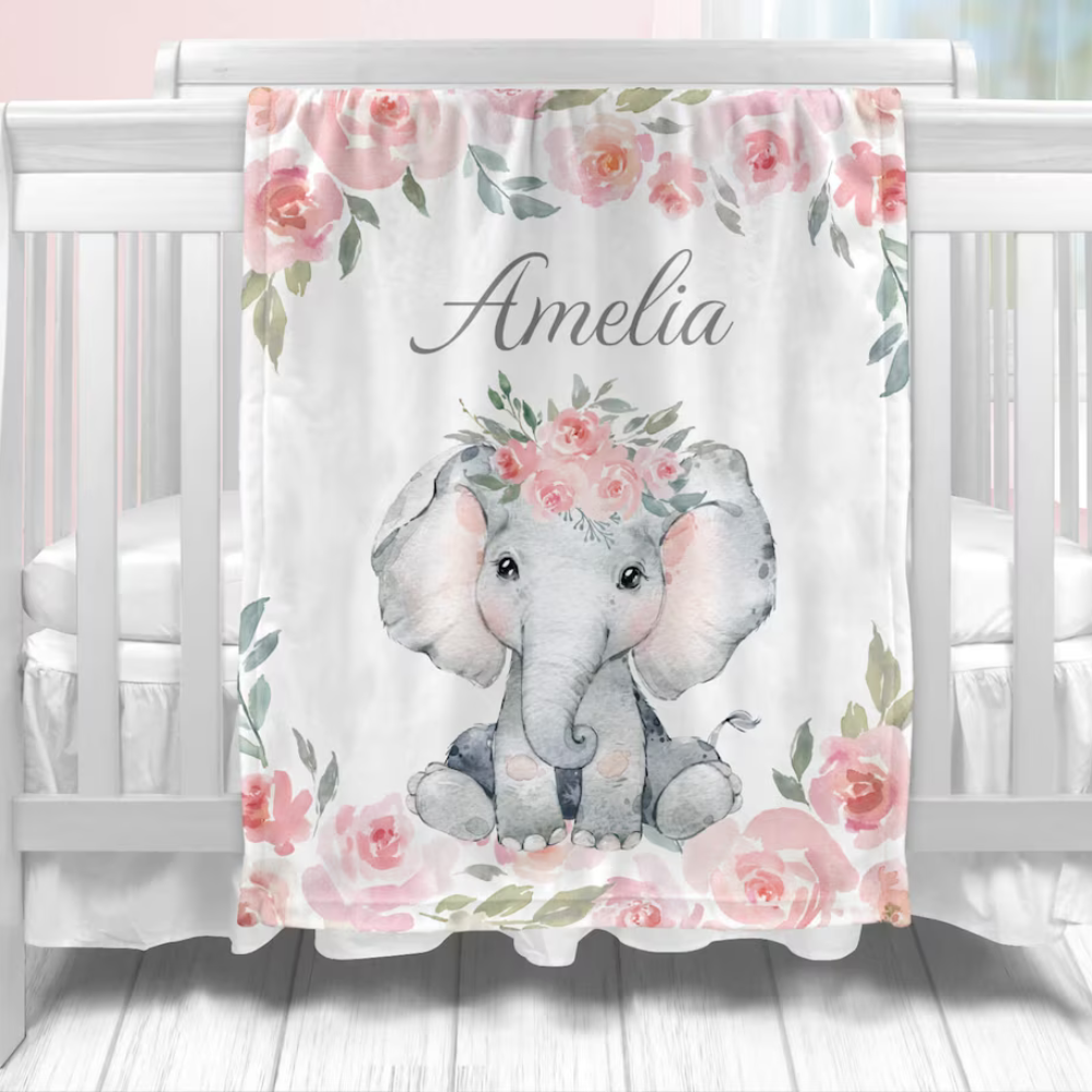 Personalized Baby Blanket - Baby Girl Gift - Custom Name and Birthdate - Soft and Cozy Nursery Decor