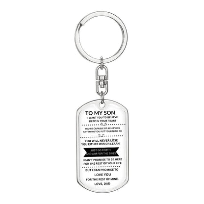 Dog Tag Key Chain from Dad to Son.