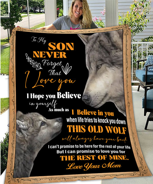 Velveteen Plush Blanket: Dear Son am proud of you. Love Mom