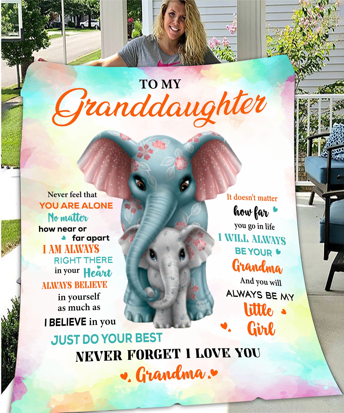 Velveteen Plush Blanket: Dear Granddaughter Never feel alone, I am always with you.
