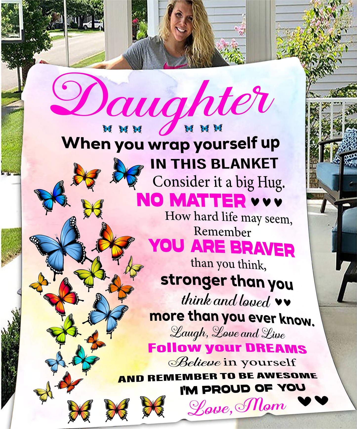 Velveteen Plush Blanket: Dear Daughter you are loved more than you know.