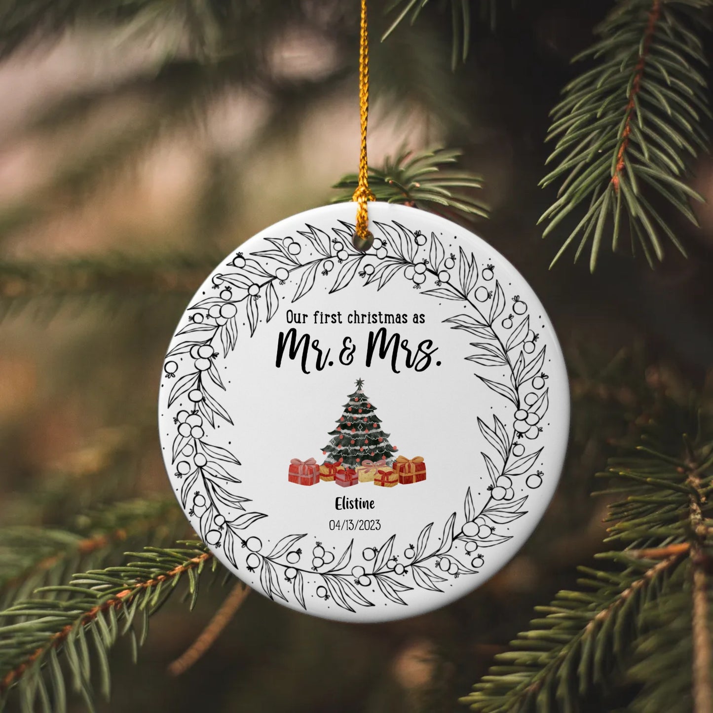 Our First Christmas as Mr & Mrs | Metal Ornament | Personalize