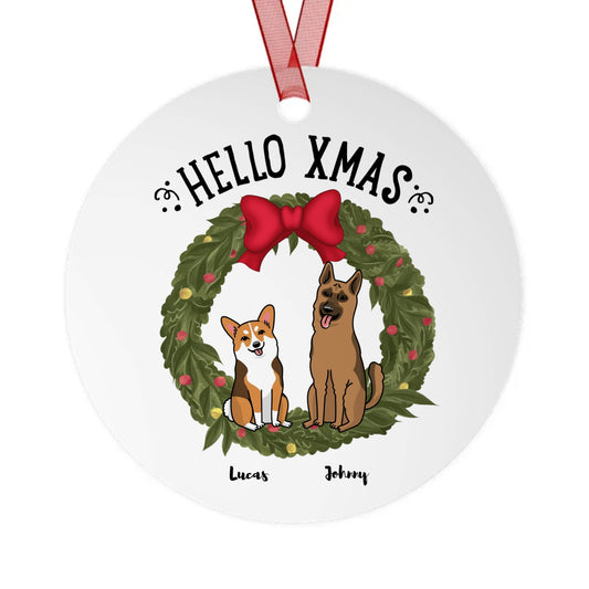 Hello Xmas by the Dogs | Metal Ornaments | Personalize