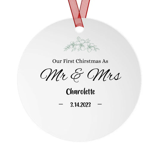 Our First Christmas As Mr & Mrs | Metal Ornament | Personalize