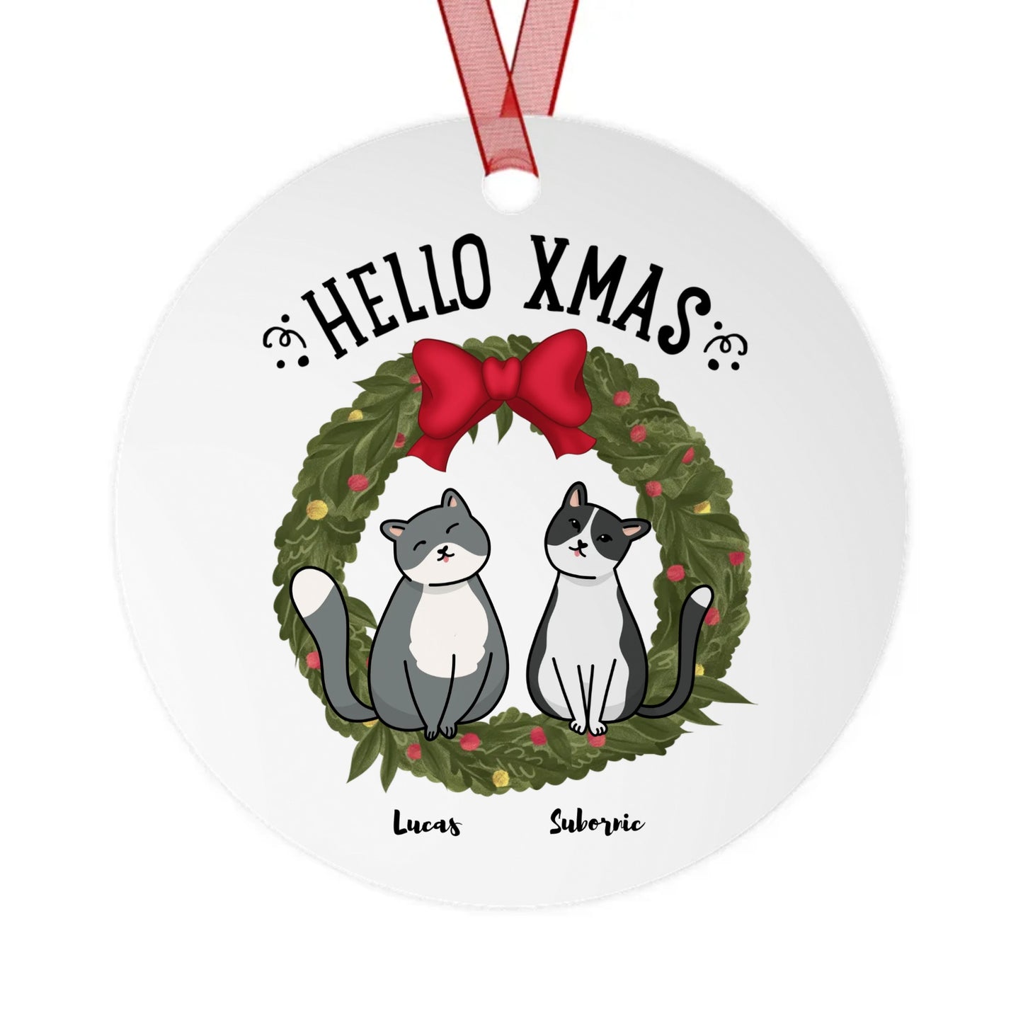 Hello Xmas by the Cats | Metal Ornaments | Personalize
