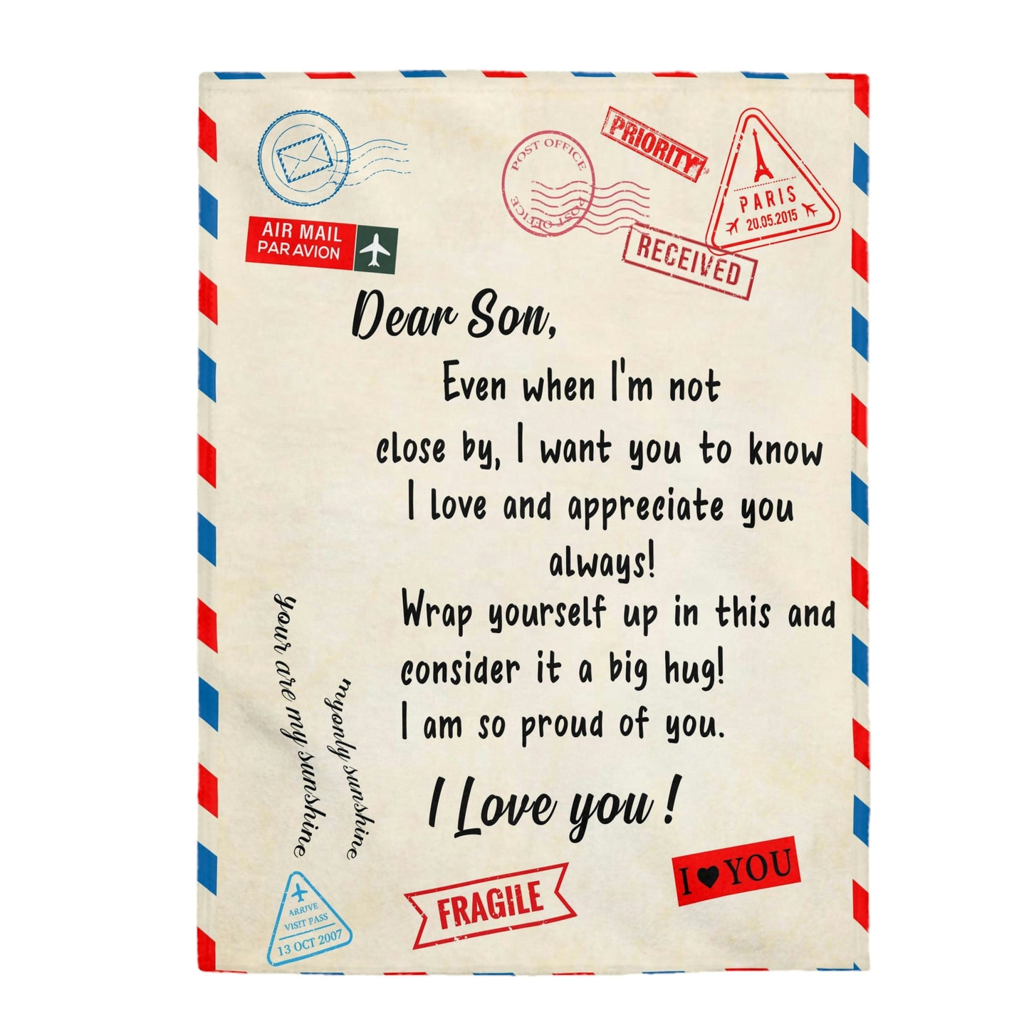Velveteen Plush Blanket | Dear Son, Love Parent | Wrap yourself up in th is