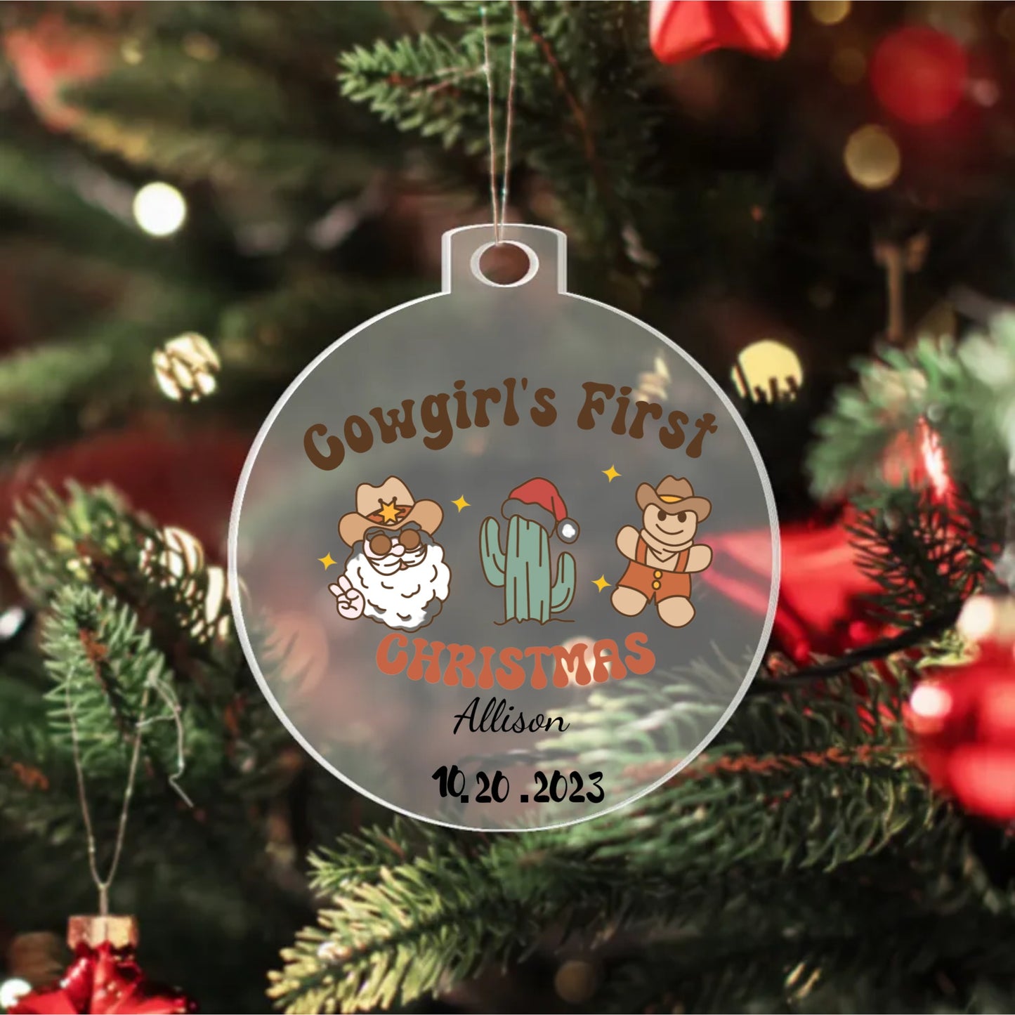 Unisex first Christmas for infant | Acrylic Ornament | Personalize