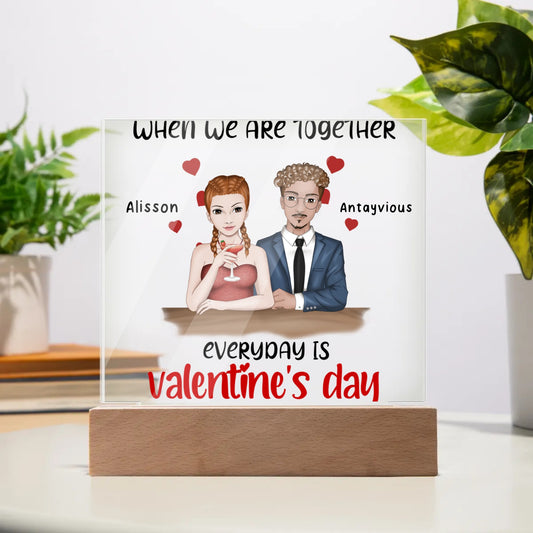 Everyday is Valentine's Day Couple | Acrylic Plaque (Square) | Personalize