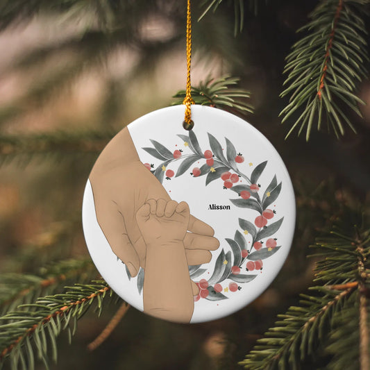 Baby and Parent hands | SUBORNC Ornament (Circle) | Personalize