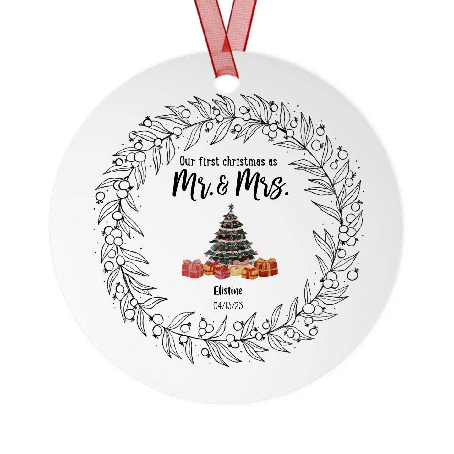 Our First Christmas as Mr & Mrs (Style 1) | Metal Ornaments | Personalize